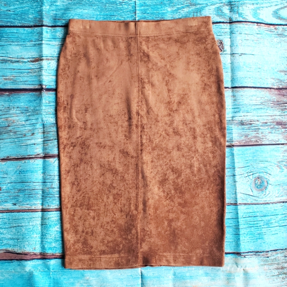 Jules & Leopold toffee faux suede pencil skirt size small